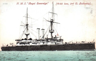 Postcard Royal Navy Battleship HMS Royal Sovereign 2nd Class