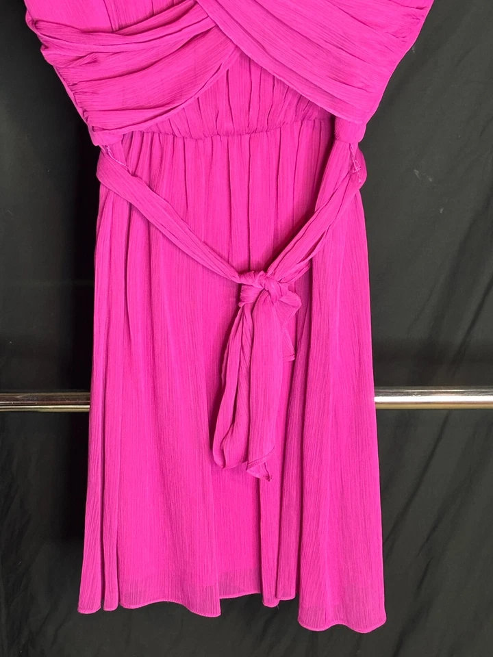 NEW Max And Cleo Katrina Strapless Wrap Belt Chiffon Fuchsia Mini Prom Dress 10 - Image 4 of 4
