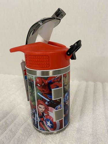 Botella de agua para niños Zak Marvel 15,5 oz de acero inoxidable con cubierta de pico de bloqueo - Imagen 3 de 6