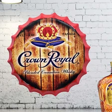 Huge Crown Royal Whisky Vintage Heavy Metal  Sign Bar Pub Man Cave Wall Decor
