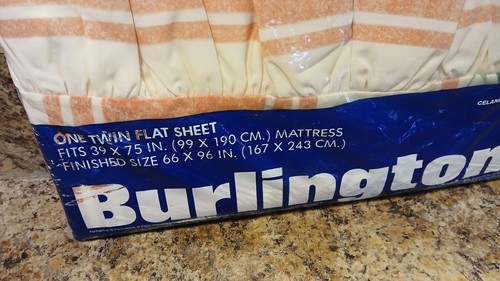 1 Burlington Twin Flat Sheet Coral-Cream Floral 70% Fortrel Poly 30% Combed Cot - Picture 4 of 19