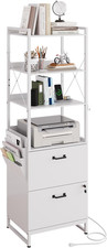 Stylish 2 Drawer File Cabinet with Lock  Charging Station for Home Office