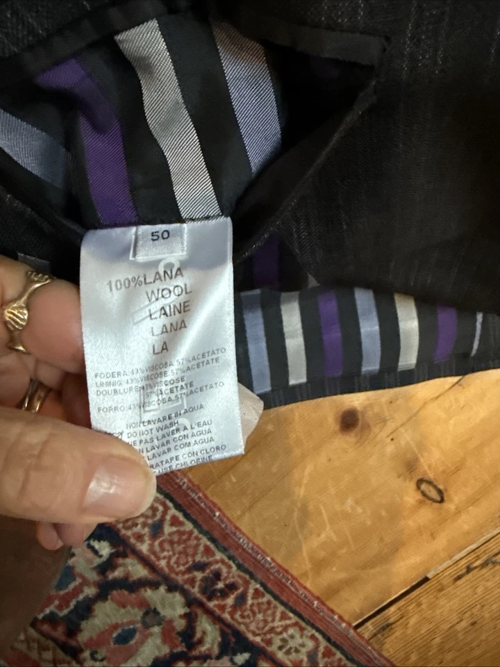 Versace Collection Striped Mens DARK GRAY STRIPE Wool SUIT Eur 50 - Image 3 of 4