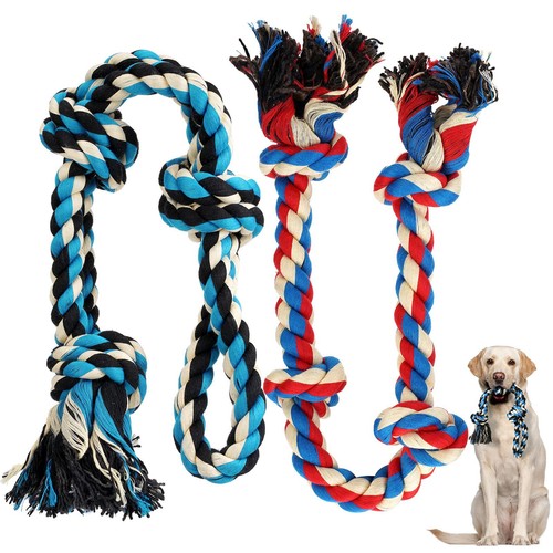Dog Chew Toy for Aggressive Chewer, 2 Pack Interactive Dog Toys Dog Rope Toys...