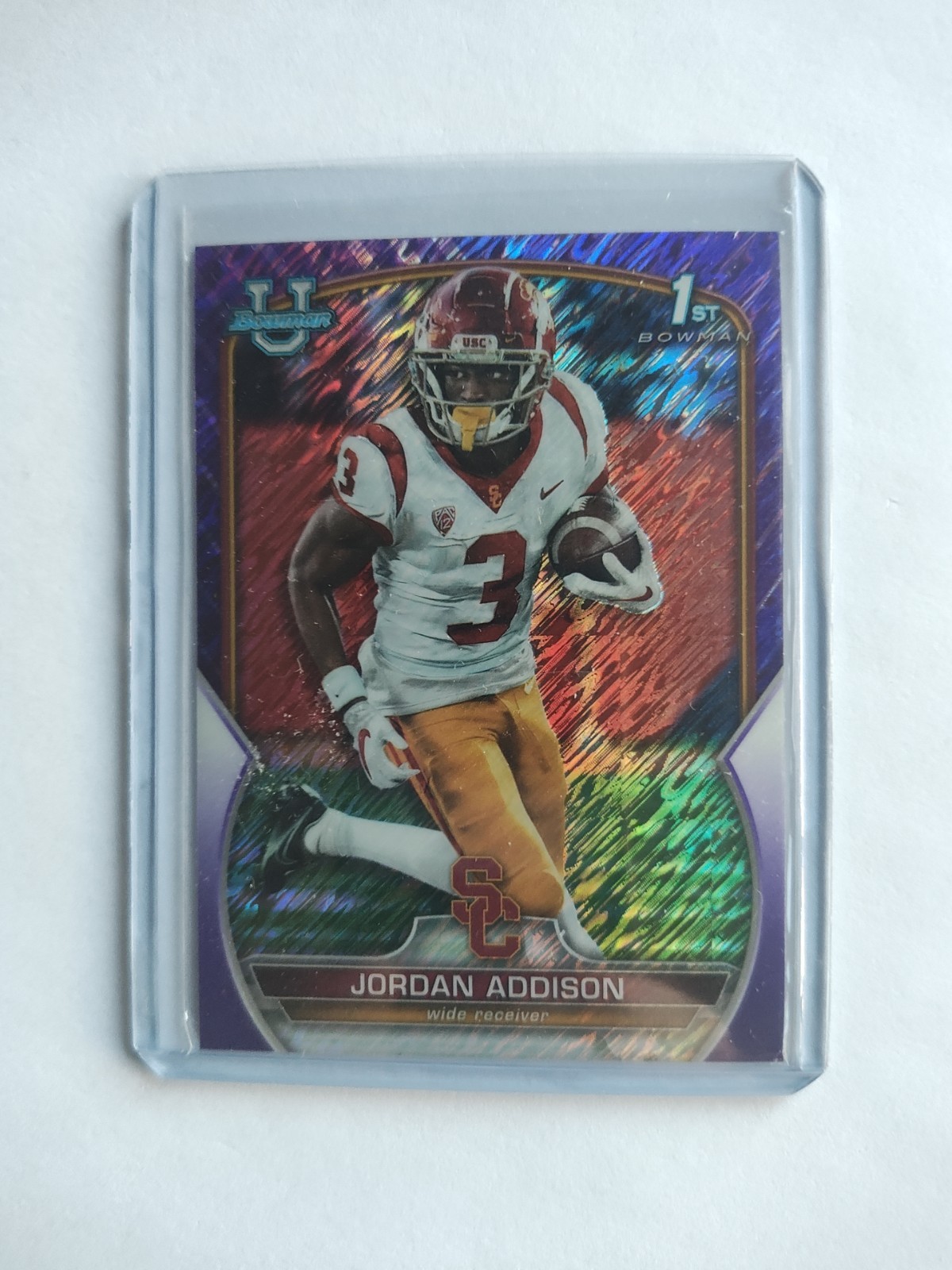 2022 BOWMAN UNIVERSITY CHROME - JORDAN ADDISON #36 PURPLE SHIMMER REFRACTOR (RC)