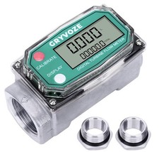 1 Inch Digital Turbine Fuel Flow Meter, 2.6-26 GPM Inline NPT Thread Flowmete...