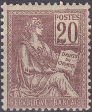 1900 1901 Mouchon 20c brun lilas Type I Y&T 113 neuf* MH cote 60€ $70