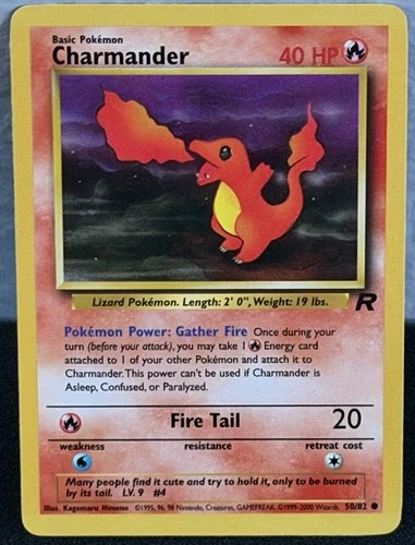 Pokemon TCG Charmander 50/82 Team Rocket Regular Original Rare Art Single 1995