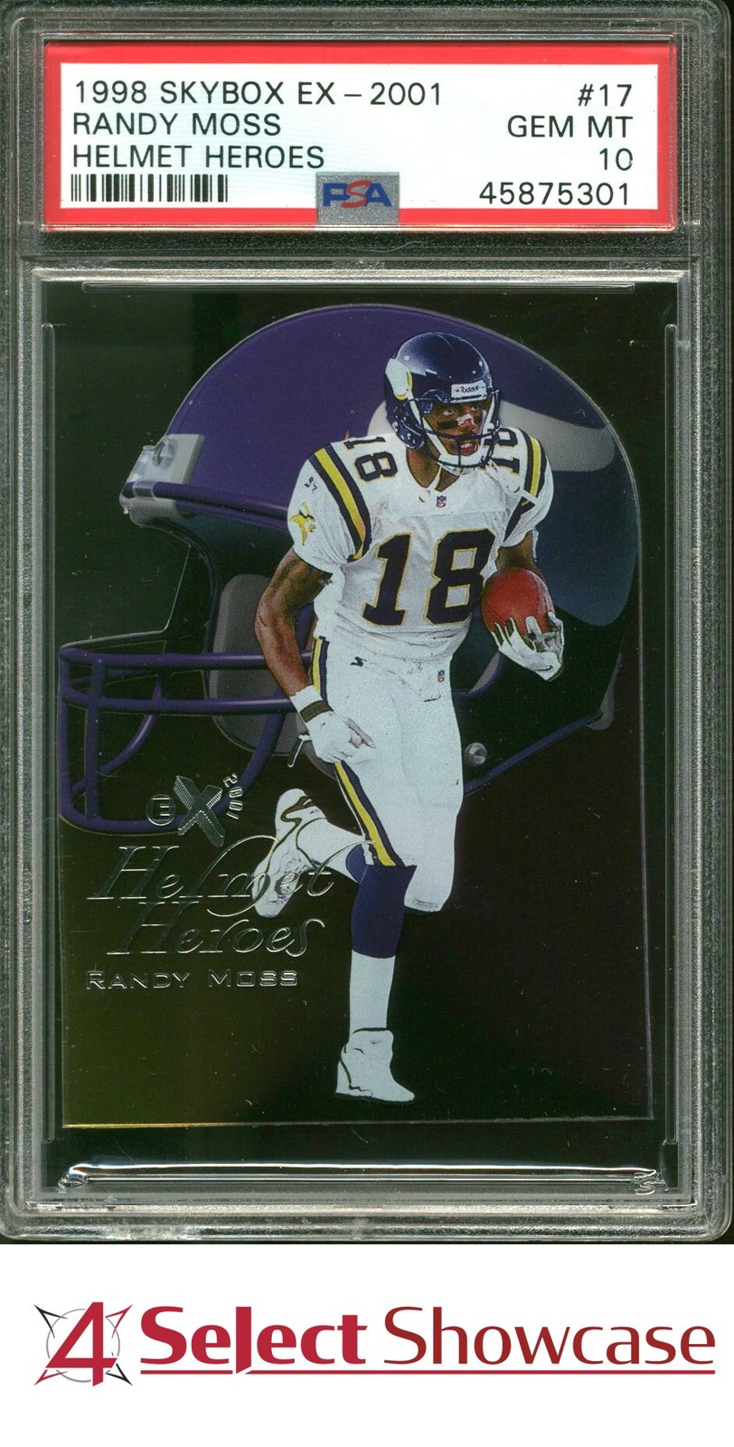 Randy Moss Skybox E-X2001 Helmet Heroes #17 Helmet Heroes