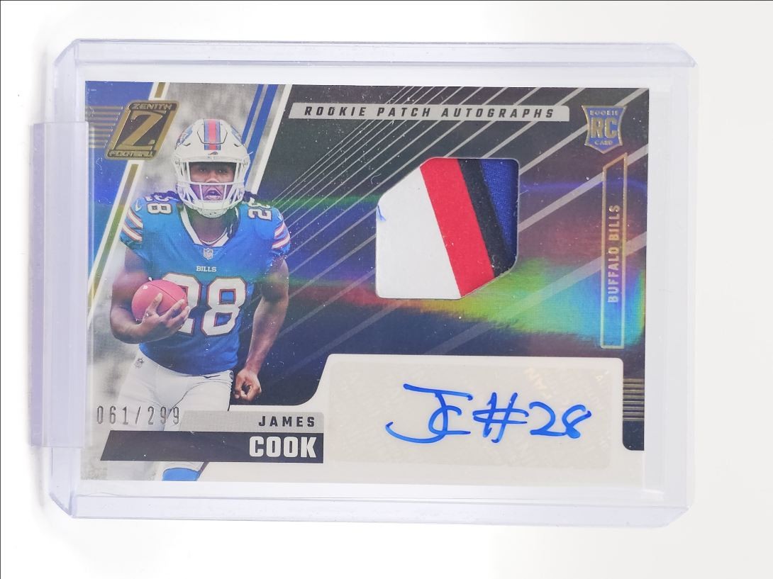 JAMES COOK 2022 ZENITH RPA ROOKIE PATCH AUTOGRAPH BILLS RC AUTO /299 Q1895