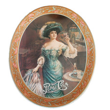 Vintage Pepsi Cola Oval Metal Tray Gibson Girl Retro Serving Tray