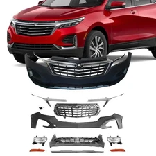Front Bumper Cover Grille Assembly Kit w/ Fog Lights For Chevy Equinox 2022-2024