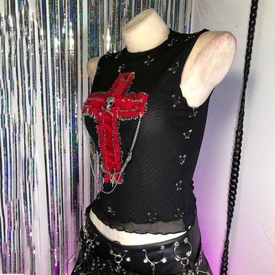Fairy E-Girls Grunge Öko Punk Rock Goth Gothic Tank Emo Harajuku Kawaii Y2K TOPS