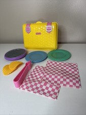 Fisher Price Picnic Basket With Some Food And Dishes As Photoed Lot Used Good