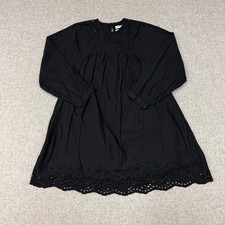 Urban Outfitters | Eyelet Mini Dress | XS | Black | Scalloped Hem Boho Laced