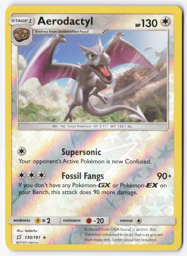 Aerodactyl 130/181 Sun & Moon Team Up Reverse Holo Rare