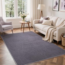 Soft Washable Area Rugs 5x7, 3D Modern Floral Rugs for Living Room, High-Low ...