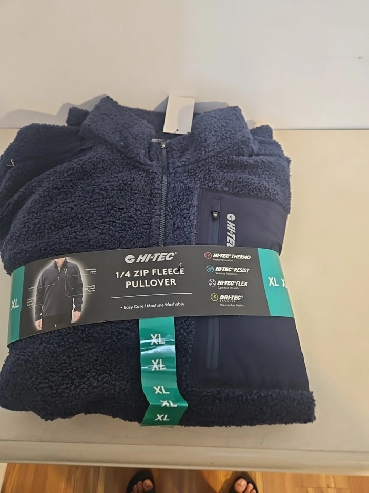Hi-tec NUEVO CON ETIQUETAS Hombre 1/4 Cremallera Polar Jersey Chaqueta Talla XL Azul Marino HG Foto 4 de 4