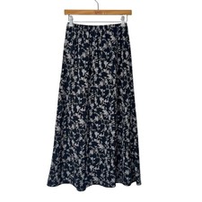 Vintage 90  s Y2K Navy Floral Whimsigoth Fairy Grunge Cottagecore Maxi Skirt 4 P
