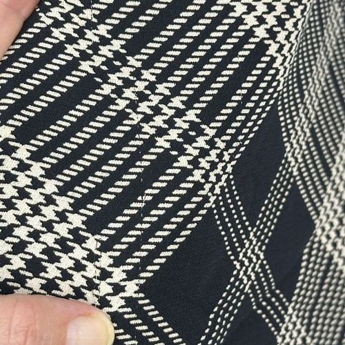 Y2K Midi Skirt 10 Petite Black Cream Houndstooth Plaid Old Money Preppy Academia - Picture 6 of 12