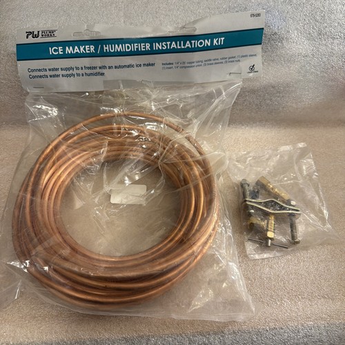 1/4” x 25’ COPPER TUBING Coil w/ Valve etc. Ice Maker/Humidifier Kit. PARTS.