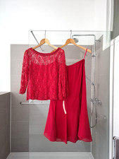 Gina Bacconi Fuscia Pink Beaded Lace Top & Panel Skirt Set - Wedding, Party 14