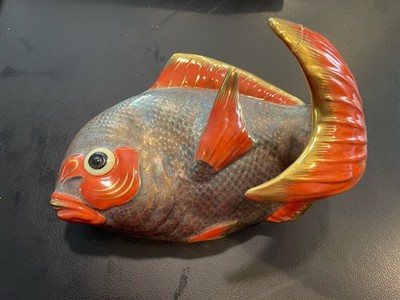 Rare Herend Large Metallic And Rust Fish