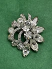 Vintage Signed Eisenberg Ice Silver Tone Clear Rhinestone Brooch