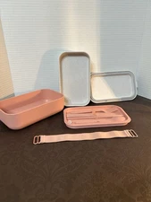Our Place Pink Lunch Box Bento Fork Knife Chopsticks Brand New 