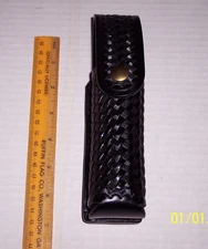 New Basket weave Leather Mace Holder  Brass Snap Ca Corrections Sam browne belt