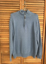 LL Bean Mens Teal Quarter Zip Pullover Sz M Traditional Fit Sporty Layering