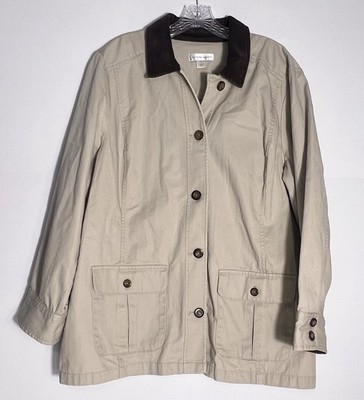 Christopher And Banks Tan Corduroy Collar Field Coat Women s Size XL