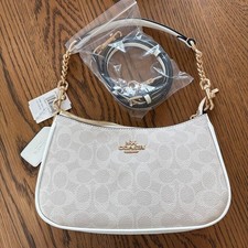 COACH Teri 2Way Shoulder Bag Signature Coated Canvas White CA548 NWT ZJ