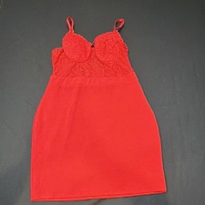 Red Lace Bodycon Dress Sleeveless Strappy Short Solid HMD12599