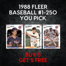 1988 Fleer Baseball #1-250 - YOU PICK - Complete Your Set
