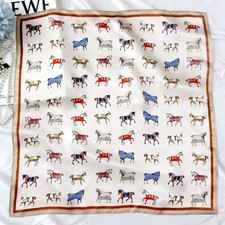 100 Mulberry Silk 21'' Scarf Bandana Women Horse Small Kerchief Wrap Tied