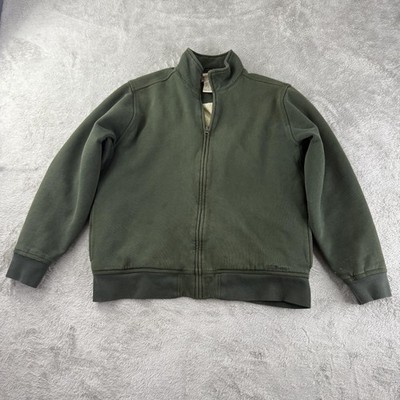 LL Bean Sweatshirt Mens Medium Green Katahdin Iron Works Sherpa Lined Full Zip