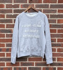 All Saints Mens Logo Sweatshirt MEDIUM Grey Cotton AllSaints Spitalfields