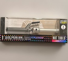 NIB Hot Tools Diamond Platinum Salon Curling Iron 1” Model HTP05 Nano Ceramic