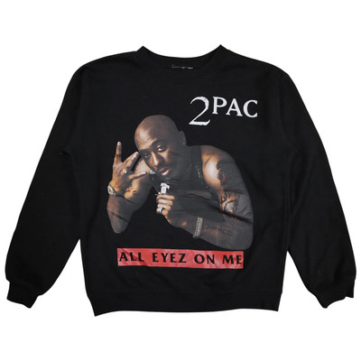 2 Pac All Eyes On Me Herren Grafik Sweatshirt Fleece Schwarz Langarm Rundhals