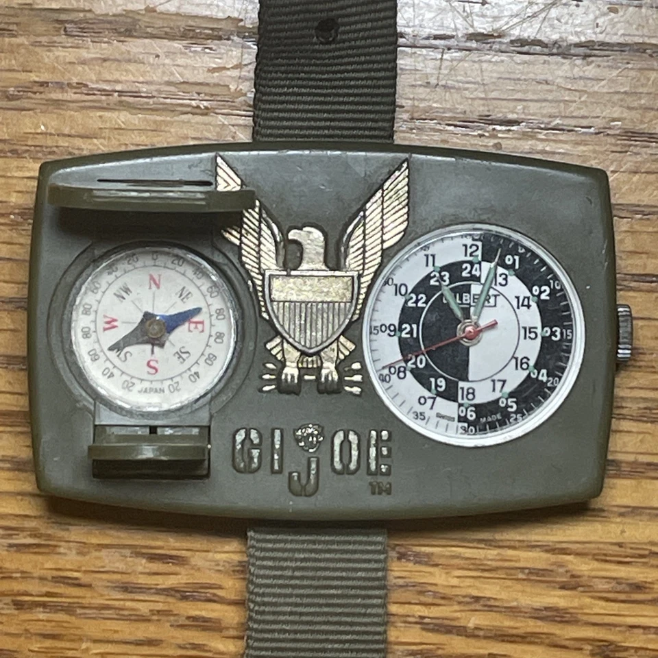 Reloj/Brújula de combate GI Joe c. 1965 movimiento de reloj Gilbert para reparación Foto 3 de 4