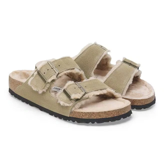 Birkenstock Arizona Shearling Classic Taupe Suede Women’s Sandals Size EU 37-40
