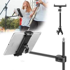 4.7–13.5" Tablet Phone Holder Mount for Microphone Stand Spin Bike Treadmill