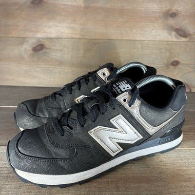 new balance 574 womens size 10 shoes black leather athletic running sneakers