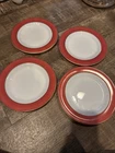 Set of 4 Vintage 1950s Pyrex Flamingo Pink With Gold Trim 10" Dinner Plates