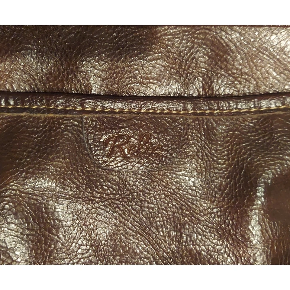 Relic Womens Brown Embossed Faux Leather & Canvas Boho Handbag Satchel Purse - Image 3 of 4