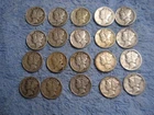 20 SILVER MERCURY DIMES WITH DATES