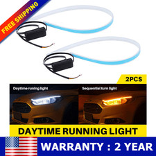 2 PCS 60cm LED DRL Light Sequential Flexible Turn Signal Strip For Headlight New