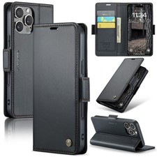 Slim PU Leather Flip Magnetic Closure Wallet Case For iPhone 17 Pro Max 16 15 14