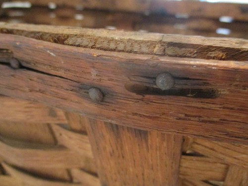 Antique wood gathering market/flower basket/ wood handle. Large 20 1/2" - Picture 6 of 11